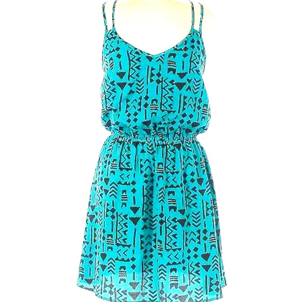 THREE PINK HEARTS Draped Mini Dress Turquoise Black Cage Back